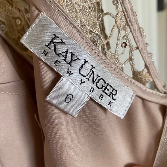 Exquisite Kay Unger Dress sz 6 taupe fall wedding guest mother of - Picture 2 of 14